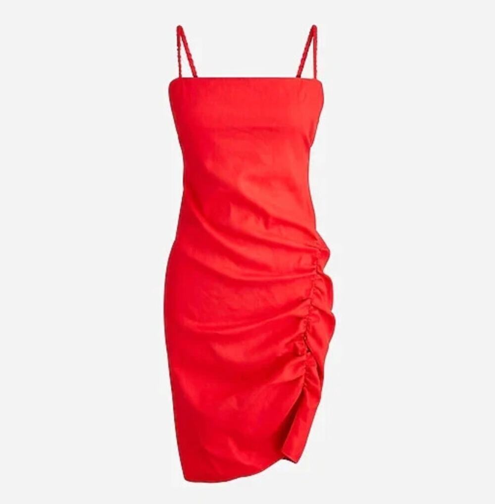 J.Crew Collection Ruched Strappy Cocktail Party Dress in Holiday Red 14 NWT $285